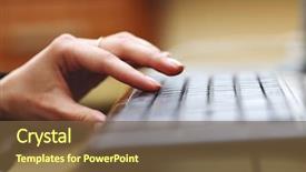  Presentation with keyboard - Presentation theme having woman hands working on keyboard background and a tawny brown colored foreground