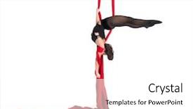 Presentation with silk - Theme consisting of woman hanging in aerial silks background and a white colored foreground