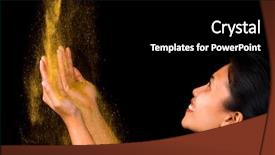  Presentation with gold dust - Presentation theme with woman happily receiving gold dust background and a black colored foreground