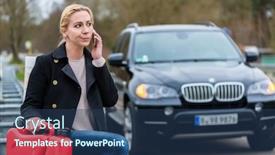  Presentation with tank - PPT theme featuring woman-has-car-with-empty background and a ocean colored foreground
