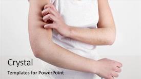  Presentation with gray - Colorful presentation theme enhanced with woman has itch on gray backdrop and a soft green colored foreground