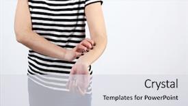  Presentation with gray - Colorful PPT theme enhanced with woman has itch on gray backdrop and a light gray colored foreground