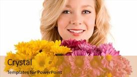  Presentation with flowers - Cool new presentation theme with woman has just received flowers backdrop and a gold colored foreground