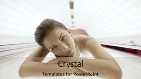  Presentation with beautiful skin - Audience pleasing slide set consisting of woman have tanning skin treatment backdrop and a coral colored foreground