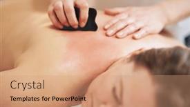  Presentation with salon - PPT layouts with woman-having-a-gua-sha background and a coral colored foreground