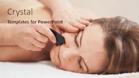  Presentation with salon - Presentation design with woman-having-a-gua-sha background and a lemonade colored foreground