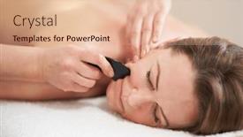  Presentation with salon - PPT theme consisting of woman-having-a-gua-sha background and a lemonade colored foreground