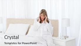  Presentation with being a single woman - Theme consisting of woman-having-a-headache background and a white colored foreground