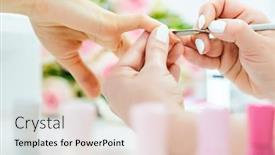  Presentation with manicure - Colorful presentation design enhanced with woman-having-a-manicure backdrop and a lemonade colored foreground