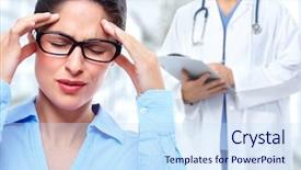  Presentation with woman in labor - Slides featuring woman having a migraine headache background and a sky blue colored foreground