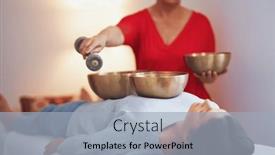  Presentation with sound - PPT theme enhanced with woman-having-a-tibetan-sound background and a light blue colored foreground