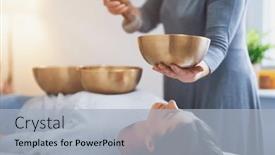  Presentation with sound - Slides featuring woman-having-a-tibetan-sound background and a light gray colored foreground