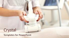  Presentation with beauty salon - Cool new PPT theme with woman having abdominal treatment backdrop and a lemonade colored foreground