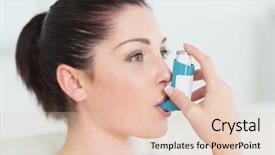  Presentation with asthma - Colorful PPT layouts enhanced with woman having asthma using backdrop and a lemonade colored foreground