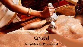  Presentation with rice - Slide deck featuring woman having ayurvedic massage background and a coral colored foreground