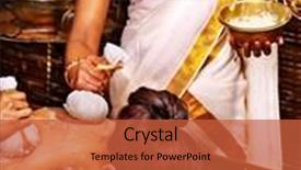  Presentation with rice - Beautiful theme featuring panchakarma - woman having ayurvedic massage backdrop and a red colored foreground
