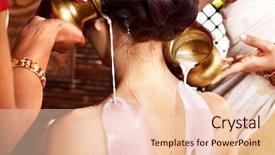  Presentation with treatment - Presentation design enhanced with woman having ayurvedic spa treatment background and a lemonade colored foreground