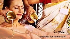  Presentation with treatment - Cool new slide set with elasticity - beautiful young woman working out backdrop and a dark gray colored foreground