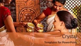  Presentation with treatment - Slide deck having woman having ayurvedic spa treatment background and a red colored foreground