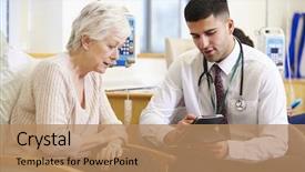  Presentation with chemotherapy - Presentation theme with woman having chemotherapy with doctor background and a coral colored foreground