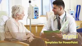  Presentation with chemotherapy - Audience pleasing PPT theme consisting of woman having chemotherapy with doctor backdrop and a coral colored foreground