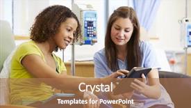  Presentation with chemotherapy - Presentation design enhanced with woman having chemotherapy with nurse background and a coral colored foreground