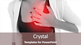  Presentation with chest pain - Slides having woman having chest pain - heart background and a violet colored foreground
