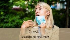  Presentation with difficulty - Presentation with woman-having-difficulty-to-breath background and a coral colored foreground