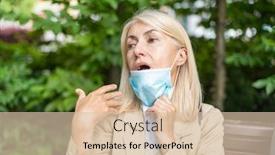  Presentation with difficulty - Amazing presentation design having woman-having-difficulty-to-breath backdrop and a lemonade colored foreground