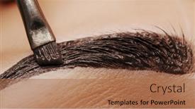  Presentation with beauty salon - PPT theme with woman-having-eyebrow-coloring-procedure background and a  colored foreground