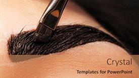  Presentation with salon - Theme having woman-having-eyebrow-coloring-procedure background and a coral colored foreground