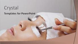  Presentation with salon - Amazing presentation theme having woman having eyelash extension in beauty salon backdrop and a light gray colored foreground