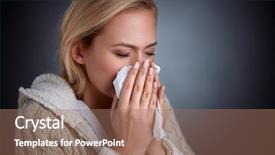  Presentation with bad - Slides having woman having flu feeling bad background and a coral colored foreground