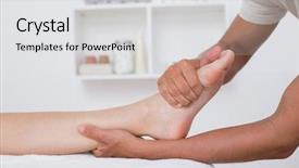  Presentation with foot massage - Cool new presentation theme with woman having foot massage in medical center backdrop and a light gray colored foreground