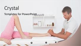  Presentation with foot massage - Colorful theme enhanced with woman having foot massage in medical center backdrop and a white colored foreground