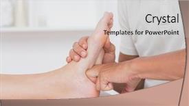 Presentation with foot massage - Beautiful PPT layouts featuring woman having foot massage in medical center backdrop and a light gray colored foreground