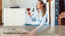  Presentation with speakers - Presentation theme consisting of drink and the music background and a mint green colored foreground