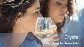  Presentation with wind energy close up portrait - Amazing PPT theme having woman having glass of wine backdrop and a ocean colored foreground