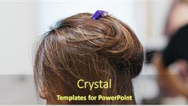  Presentation with hair salon - Colorful presentation theme enhanced with woman having hair straightening treatment in hair salon backdrop and a tawny brown colored foreground