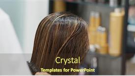  Presentation with hair salon - PPT theme with woman having hair straightening treatment in hair salon background and a tawny brown colored foreground