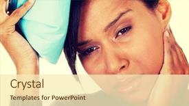  Presentation with headache - Amazing slide set having woman having headache backdrop and a cream colored foreground