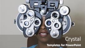  Presentation with vision - Colorful slide set enhanced with woman-having-her-vision-checked backdrop and a tawny brown colored foreground