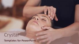  Presentation with salon - Presentation design having woman-having-japan-style-face background and a coral colored foreground