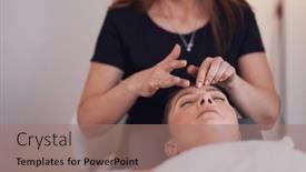  Presentation with salon - Theme featuring woman-having-japan-style-face background and a coral colored foreground