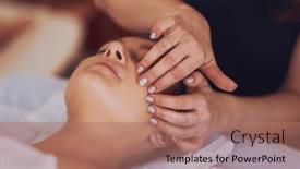  Presentation with salon - Presentation theme consisting of woman-having-japan-style-face background and a coral colored foreground