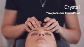  Presentation with salon - PPT theme with woman-having-japan-style-face background and a wine colored foreground