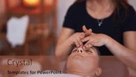  Presentation with salon - Theme featuring woman-having-japan-style-face background and a tawny brown colored foreground