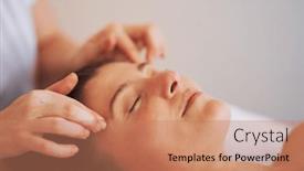  Presentation with japan - Presentation design consisting of woman-having-japan-style-face background and a coral colored foreground