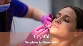  Presentation with treatment - PPT theme consisting of woman-having-lip-treatment background and a coral colored foreground
