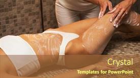  Presentation with relaxation - PPT layouts enhanced with woman having massage with cream at spa closeup photo beauty healthy lifestyle and relaxation concept background and a red colored foreground